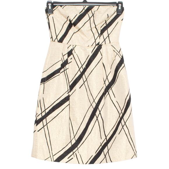 Girls From Savoy Womens Dress Dashed Gilt Strapless Metallic Gold Black 2 FG - Picture 1 of 4